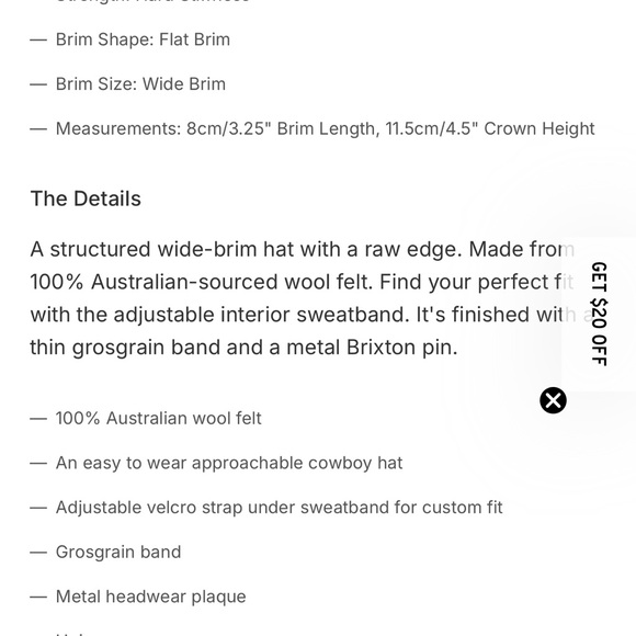 Brixton cowboy hat in pink felt - Picture 7 of 7